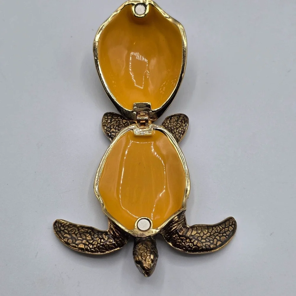 Enamel Trinket‎ Box Turtle Hinged Jeweled Decorative Figurine Collectible